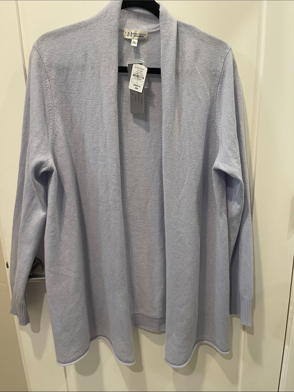 Neiman Marcus Light Blue Open-Front Cardigan $248 sz XL